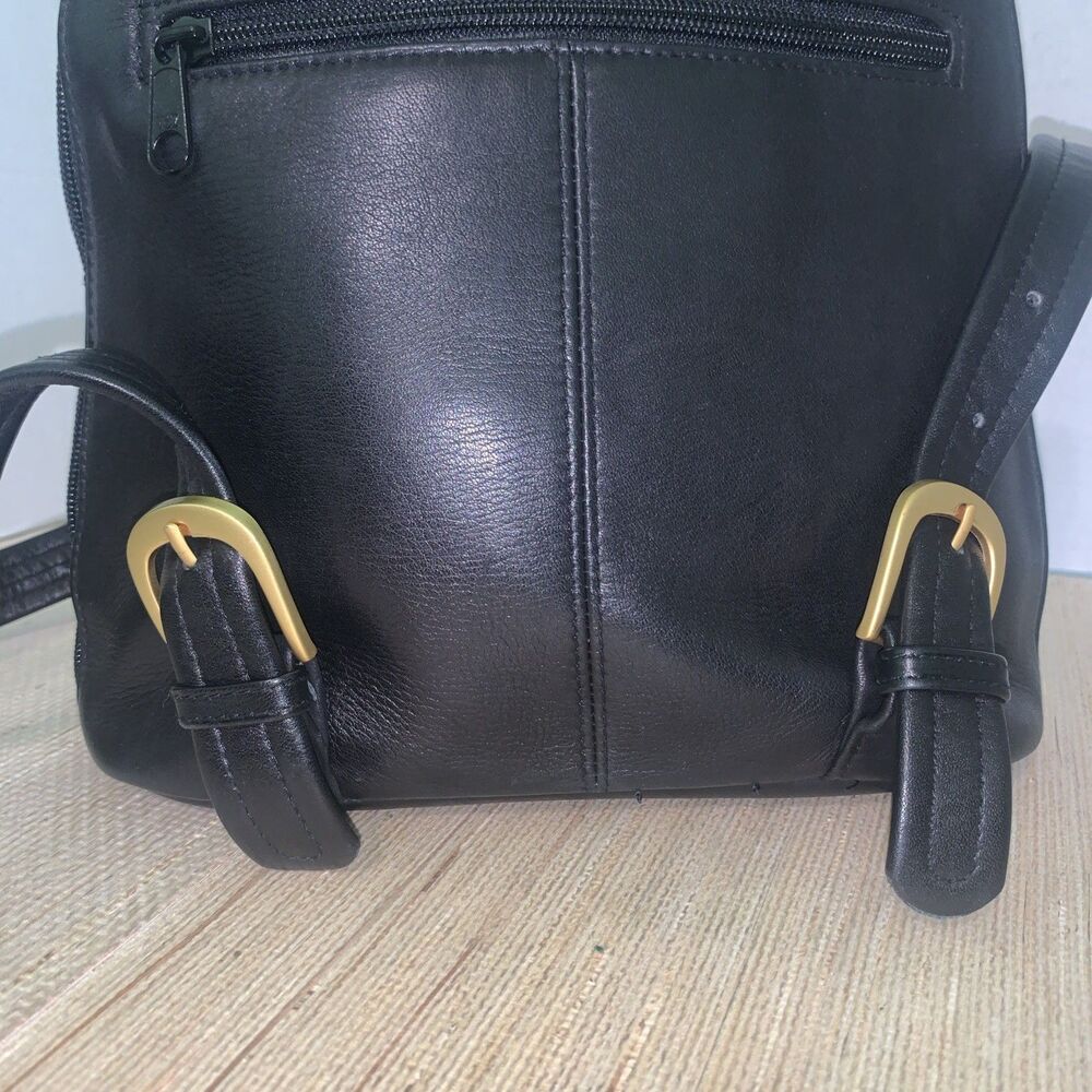 Tignanello Soft Black Vintage Leather Backpack Boho Academia Adjustable Soft Y2K - Picture 8 of 16